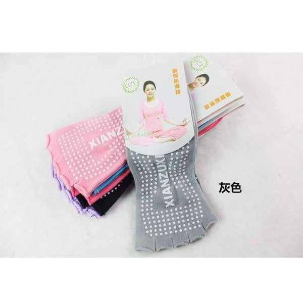 Planet Gates Black Yoga Socks Female Cotton Sports Socks Open Toe Anti Slip Yoga Pilates Exercises Fitness Sportswear Socks