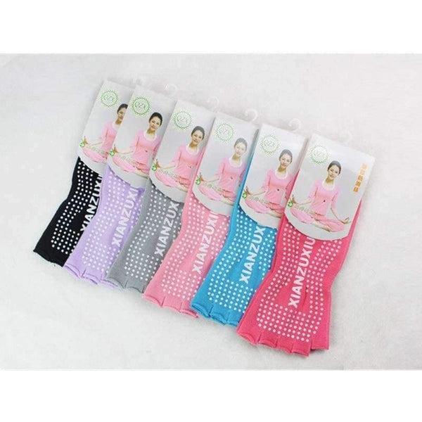 Planet Gates Black Yoga Socks Female Cotton Sports Socks Open Toe Anti Slip Yoga Pilates Exercises Fitness Sportswear Socks