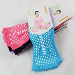 Planet Gates Black Yoga Socks Female Cotton Sports Socks Open Toe Anti Slip Yoga Pilates Exercises Fitness Sportswear Socks