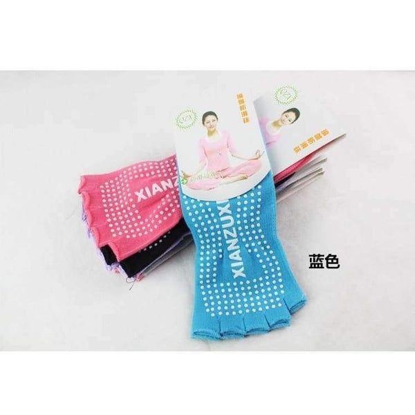 Planet Gates Black Yoga Socks Female Cotton Sports Socks Open Toe Anti Slip Yoga Pilates Exercises Fitness Sportswear Socks