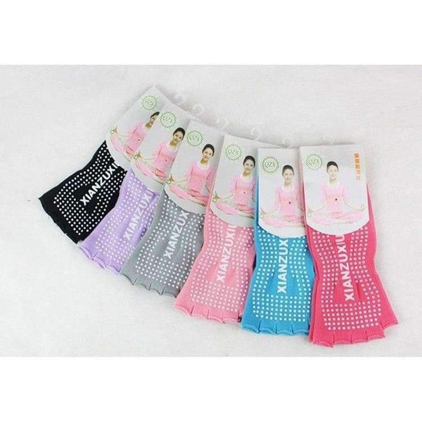 Planet Gates Black Yoga Socks Female Cotton Sports Socks Open Toe Anti Slip Yoga Pilates Exercises Fitness Sportswear Socks