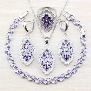 Planet Gates Black Zinc Plated / 7 925 Silver Sets With Natural Stones Blue CZ Earrings/Pendant And Necklace/Bracelet/Ring For Women Costume