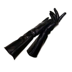 Planet Gates black1 / 6 1/2 CHING YUN 2017 winter lady fashion sheepskin Arm sleeve women genuine leather mittens female long style Elbow Gloves 40cm