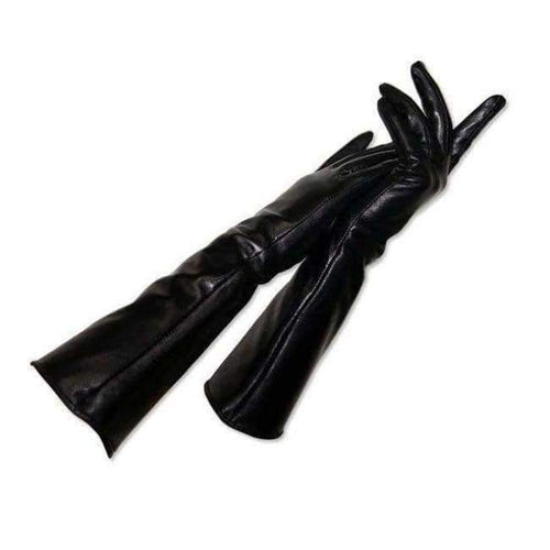 Planet Gates black1 / 6 1/2 CHING YUN 2017 winter lady fashion sheepskin Arm sleeve women genuine leather mittens female long style Elbow Gloves 40cm