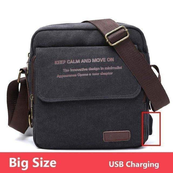 Planet Gates black2  USB Bag High Quality Men Canvas Shoulder Bag Casual Travel Men's Crossbody Bag Male Messenger Bags 3 Size
