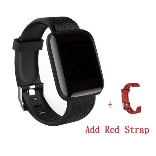 Planet Gates BlackaddRedStrap Smart Watch Heart Rate Sleep Monitor Fitness Tracker Blood Pressure Blood oxygen Sports Smartwatch For Android IOS