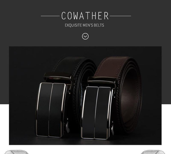 Planet Gates blackCZ070 / 110cm Cow genuine leather men's belt cowhide strap for male automatic buckle belts for men alloy buckle belts