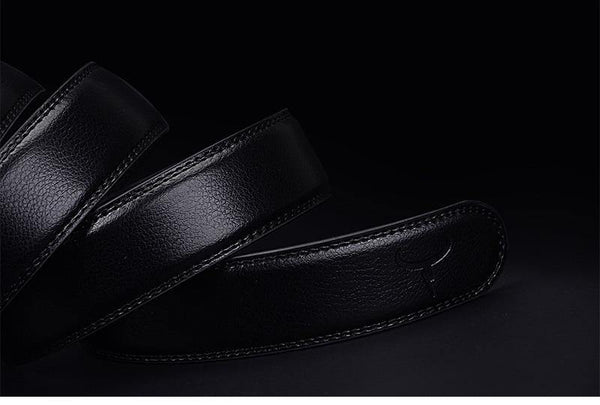 Planet Gates blackCZ070 / 110cm Cow genuine leather men's belt cowhide strap for male automatic buckle belts for men alloy buckle belts