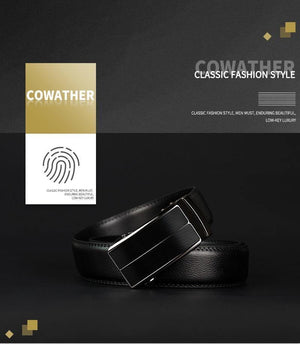 Planet Gates blackCZ070 / 110cm Cow genuine leather men's belt cowhide strap for male automatic buckle belts for men alloy buckle belts