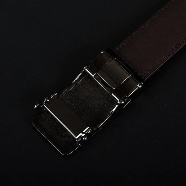 Planet Gates blackCZ070 / 110cm Cow genuine leather men's belt cowhide strap for male automatic buckle belts for men alloy buckle belts