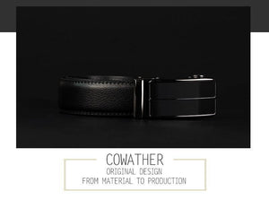 Planet Gates blackCZ070 / 110cm Cow genuine leather men's belt cowhide strap for male automatic buckle belts for men alloy buckle belts