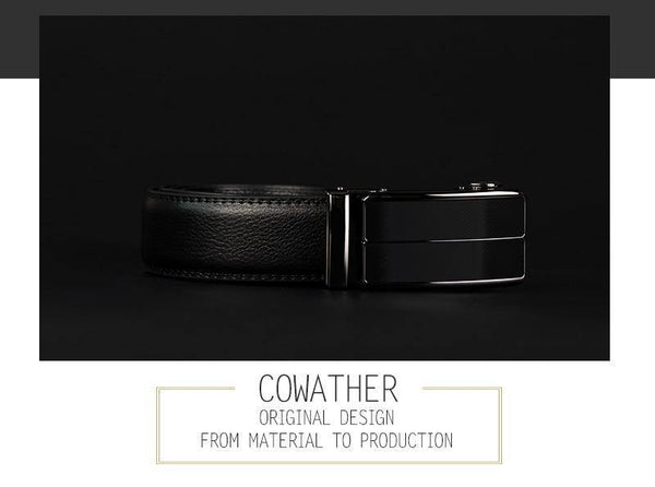 Planet Gates blackCZ070 / 110cm Cow genuine leather men's belt cowhide strap for male automatic buckle belts for men alloy buckle belts