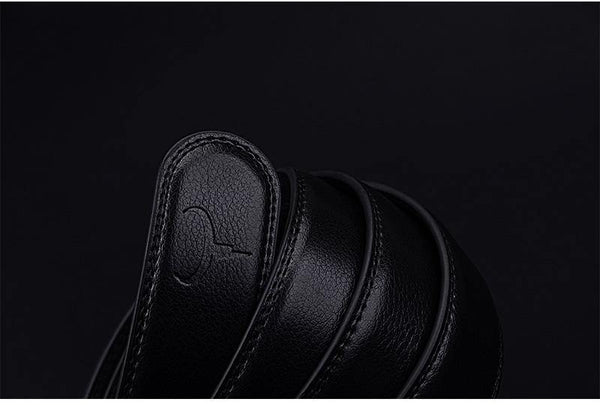 Planet Gates blackCZ070 / 110cm Cow genuine leather men's belt cowhide strap for male automatic buckle belts for men alloy buckle belts