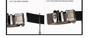 Planet Gates blackCZ070 / 110cm Cow genuine leather men's belt cowhide strap for male automatic buckle belts for men alloy buckle belts