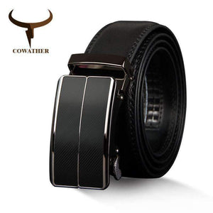 Planet Gates blackCZ070 / 110cm COWATHER New Arrival  cow genuine leather men's belt cowhide strap for male automatic buckle belts for men alloy buckle belts