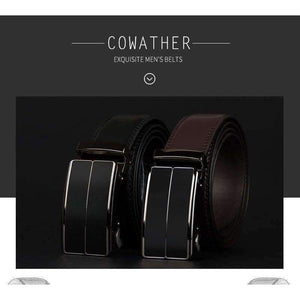 Planet Gates blackCZ070 / 110cm COWATHER New Arrival  cow genuine leather men's belt cowhide strap for male automatic buckle belts for men alloy buckle belts