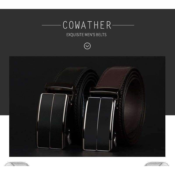 Planet Gates blackCZ070 / 110cm COWATHER New Arrival  cow genuine leather men's belt cowhide strap for male automatic buckle belts for men alloy buckle belts
