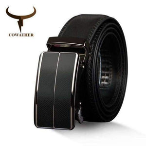 Planet Gates blackCZ070 / 110cm COWATHER New Arrival  cow genuine leather men's belt cowhide strap for male automatic buckle belts for men alloy buckle belts