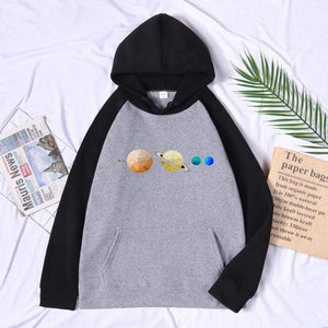 Planet Gates BlackGray / XXL Solar System Planets Colour Mens Sweatshirt O-neck Hip Hop Hoodie Leisure Polyester Clothing  Autumn Moletom Masculino