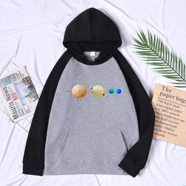 Planet Gates BlackGray / XXL Solar System Planets Colour Mens Sweatshirt O-neck Hip Hop Hoodie Leisure Polyester Clothing  Autumn Moletom Masculino