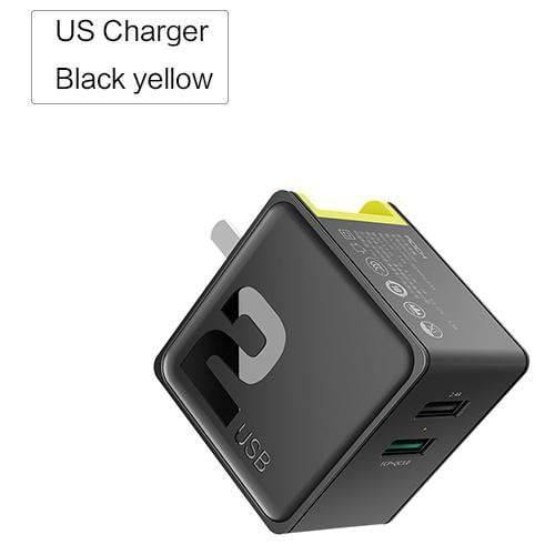 Planet Gates BlackGreen / Black US Plug PD Fast Charging USB Charger for iPhone X 8 plus, ROCK 36W Quick Charge 3.0 Dual USB Charger QC3.0 &PD &FCP fast charging