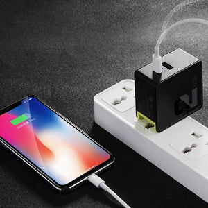 Planet Gates BlackGreen / Black US Plug PD Fast Charging USB Charger for iPhone X 8 plus, ROCK 36W Quick Charge 3.0 Dual USB Charger QC3.0 &PD &FCP fast charging
