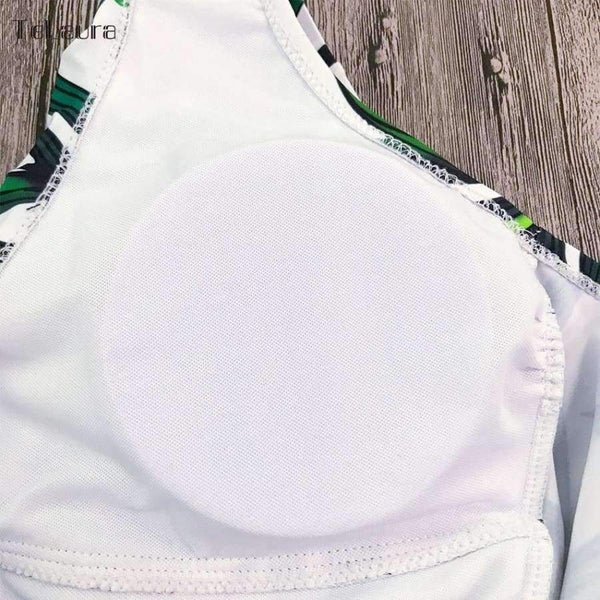 Planet Gates Blackleaf / S Sexy Ruffle One Piece Swimsuit Women Swimwear Push Up Monokini Bodysuit Print Swim Suit Backless Bathing Suit Beach Wear