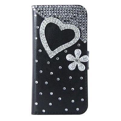 Planet Gates BlackLove Heart / PU leather Diamond Flip Leather Phone Case For Huawei P8 LITE 2017/P9 LITE 2017/Honor 8 lite,Wallet Style Cover With Card Slot
