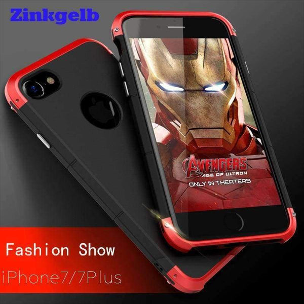 Planet Gates blackred / For iPhone 7 iPhone 7 Case Luxury Accessories Brand Metal Aluminum+Hard PC Shockproof Armor Back Phone Case For iPhone 7 plus Case Cover