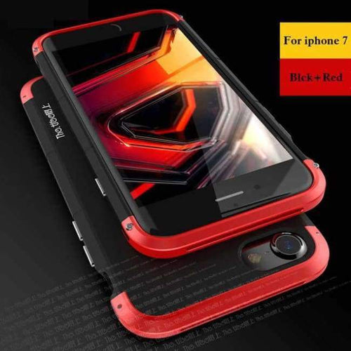 Planet Gates blackred / For iPhone 7 iPhone 7 Case Luxury Accessories Brand Metal Aluminum+Hard PC Shockproof Armor Back Phone Case For iPhone 7 plus Case Cover