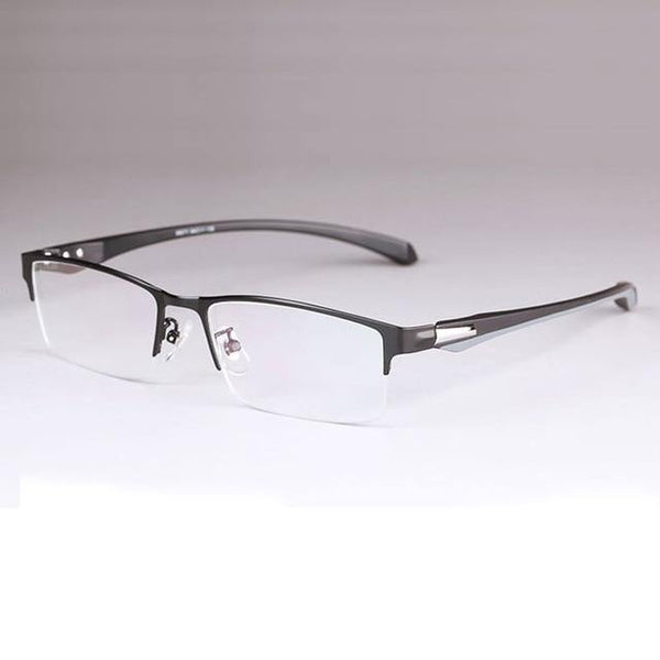 Planet Gates BlackSemiRim Eyeglasses Frame for Men Eyewear Flexible Temples Legs IP Electroplating Alloy Material,Full Rim and Half Rim