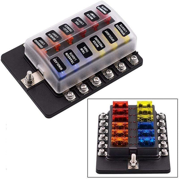 Blade Fuse Box Holder 12V 32V for Car Boat Marine Caravan Trike Car Fuse Blocks with LED Indicator Warning Light 6/8/10/12 Way