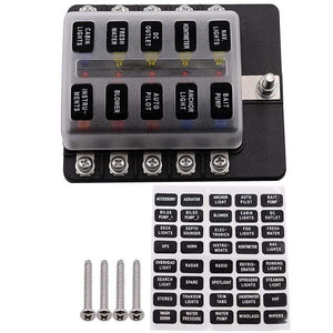 Blade Fuse Box Holder 12V 32V for Car Boat Marine Caravan Trike Car Fuse Blocks with LED Indicator Warning Light 6/8/10/12 Way