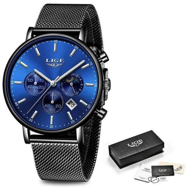 Planet Gates Blakc Silver Blue Men Watches Male Top Brand Luxury Quartz Watch Men Casual Slim Dress Waterproof Sport WristWatch Relogio Masculino