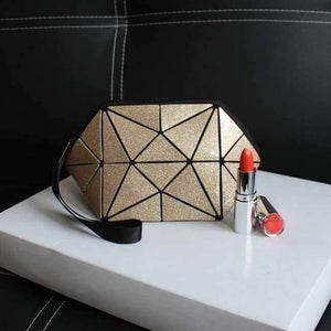 Planet Gates bling champagne Geometric semi circle cosmetic bag for women toiletry bag fashional makeup bag brand