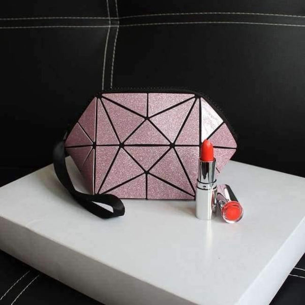 Planet Gates bling pink Geometric semi circle cosmetic bag for women toiletry bag fashional makeup bag brand
