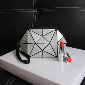 Planet Gates bling silver Geometric semi circle cosmetic bag for women toiletry bag fashional makeup bag brand