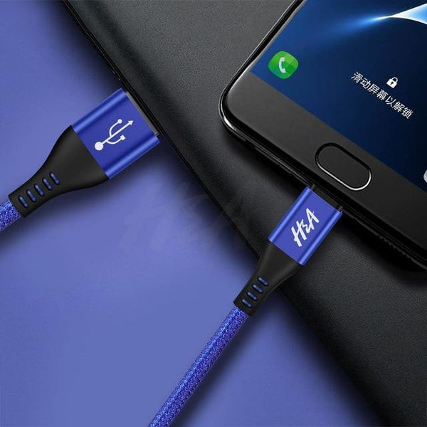 Planet Gates Blue / 0.25m H&A Micro USB Cable Quick Charger Cable Nylon Braided USB Charger For Xiaomi Huawei LG Samsung Mobile Phone USB Charging Cord