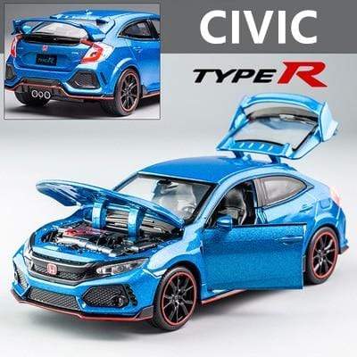 Planet Gates Blue 1 1:32 HONDA CIVIC TYPE R Alloy Sports Car Model Diecasts & Toy Vehicles Metal Car Model Sound Light Collection Childrens Toy Gift