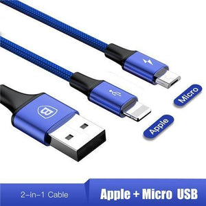 Planet Gates Blue / 1.2m Baseus 2 in 1 USB Cable, Charging Cable For iPhone X USB Charger Cable For Xiaomi Redmi 4X Note 4X Mobile Phone Micro USB Cable
