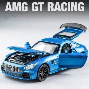 Planet Gates Blue 1:32 AMG-GTR GT Alloy Sports Car Model Diecast Metal Toy Vehicles Car Model Collection High Simulation Sound Light Kids Toy Gift