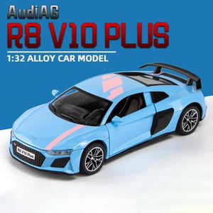 Planet Gates Blue 1:32 Audi R8 V10 Plus Supercar Alloy Car Diecasts & Toy Vehicles Sound and light Car Model Collection Car Toys For Children