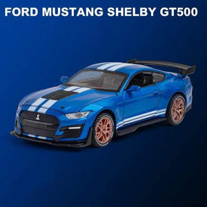 Planet Gates Blue 1:32 Ford Mustang Shelby GT500 GT350 Supercar High Simulation Car Model Alloy Pull Back Kid Toy Car 4 Open Door Children's Gifts