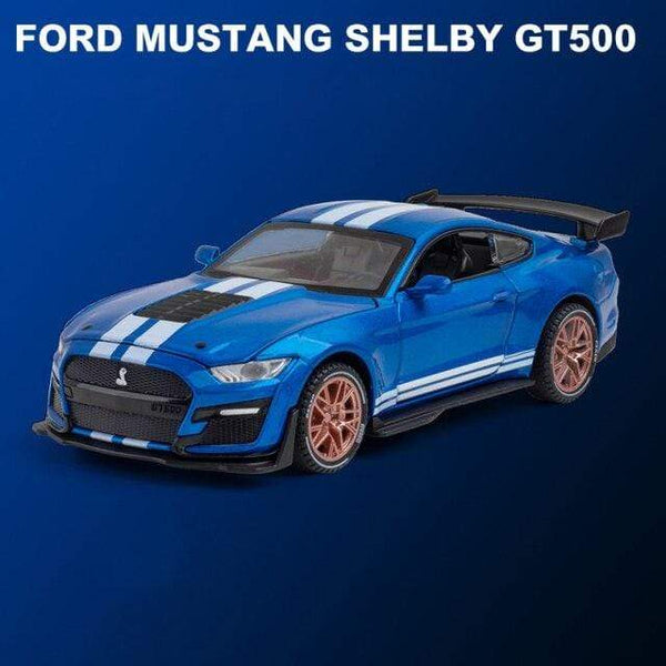 Planet Gates Blue 1:32 Ford Mustang Shelby GT500 GT350 Supercar High Simulation Car Model Alloy Pull Back Kid Toy Car 4 Open Door Children's Gifts
