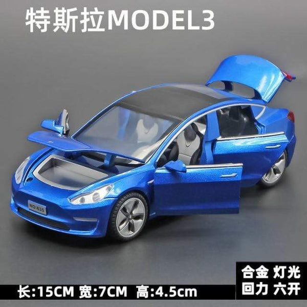 Planet Gates Blue 1:32 Tesla MODEL3 Alloy Model Sound and Light Pull Back Car Model Children's Toys Decoration Collection Toys Car Toy