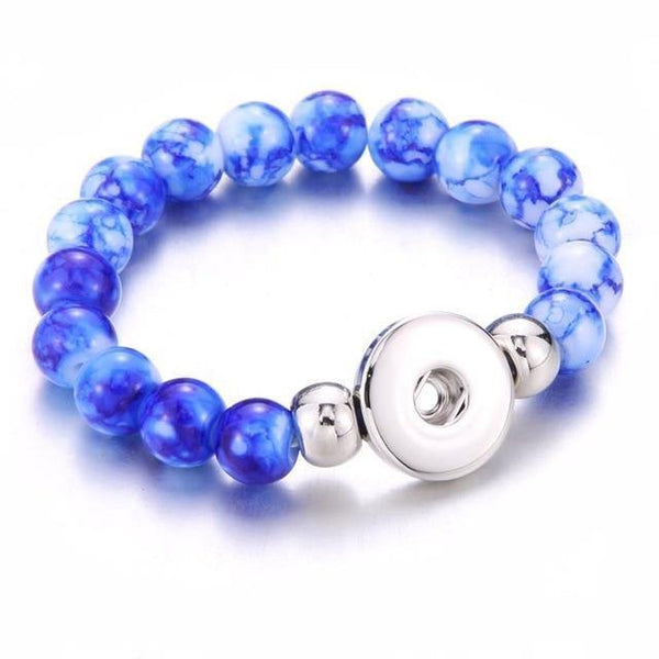 Planet Gates blue 1 Handmade Snap Button Bracelet 10mm Imitation Pearls Beads Snap Jewelry Fit 18mm Snap Button Jewelry Beaded Bracelet