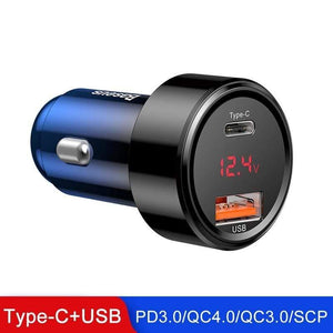 Baseus 45W Quick Charge 4.0 3.0 USB Car Charger for Xiaomi Mi Huawei Supercharge SCP QC4.0 QC3.0 Fast PD USB C Car Phone Charger