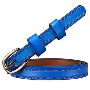 Planet Gates Blue / 100cm Narrow genuine leather belts for women 2018 Fashion Pin buckle waist belt for jeans thin strap for dresses Second layer cowskin