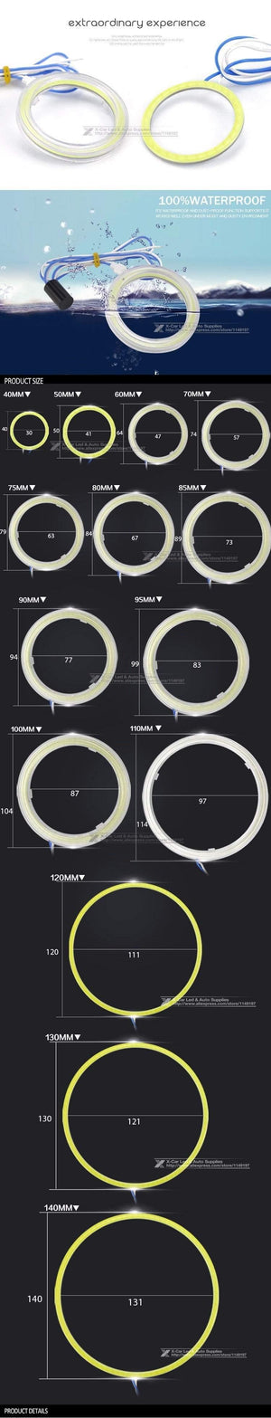 Planet Gates Blue / 100mm 2x 60 70 80 85 90 95mm COB Angel Eye LED Motorcycle Car Light Halo Rings Auto Headlight Fog Car LED Lighting DRL