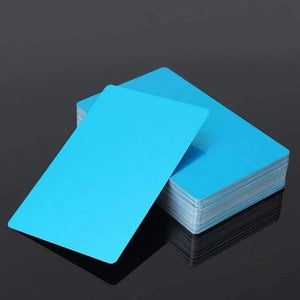 Planet Gates Blue 100Pcs Black Silver Alumium Alloy Card Laser Engraved Metal Business Visiting Name Cards Blanks 0.22mm Thickness 3.4x2.1 Inch